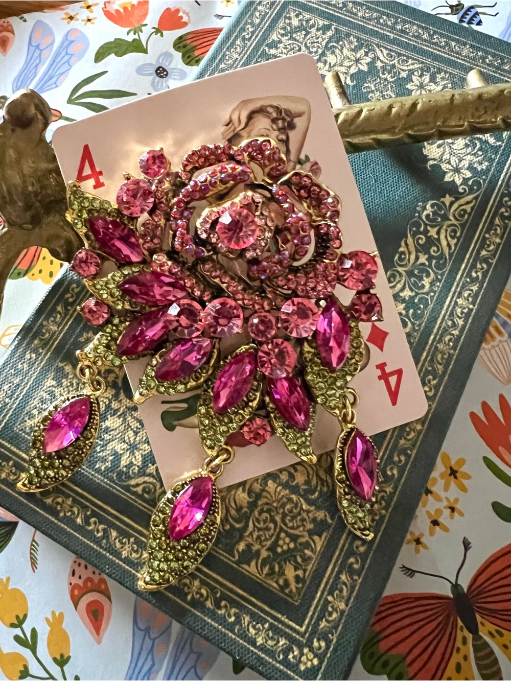 New! The “Rosalynn” Oversized Rhinestone Rose Floral Brooch Pin